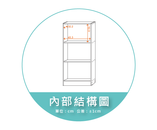 【金階塑鋼】DIY整理櫃(寬48.4三格) 內部結構圖